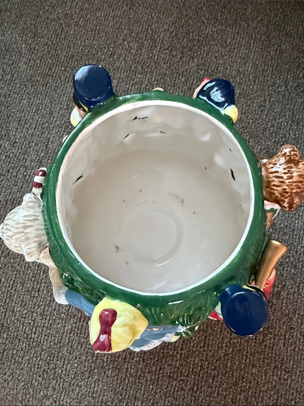 Spode Multicolored Ceramic Holiday Tree Planter with Elves
